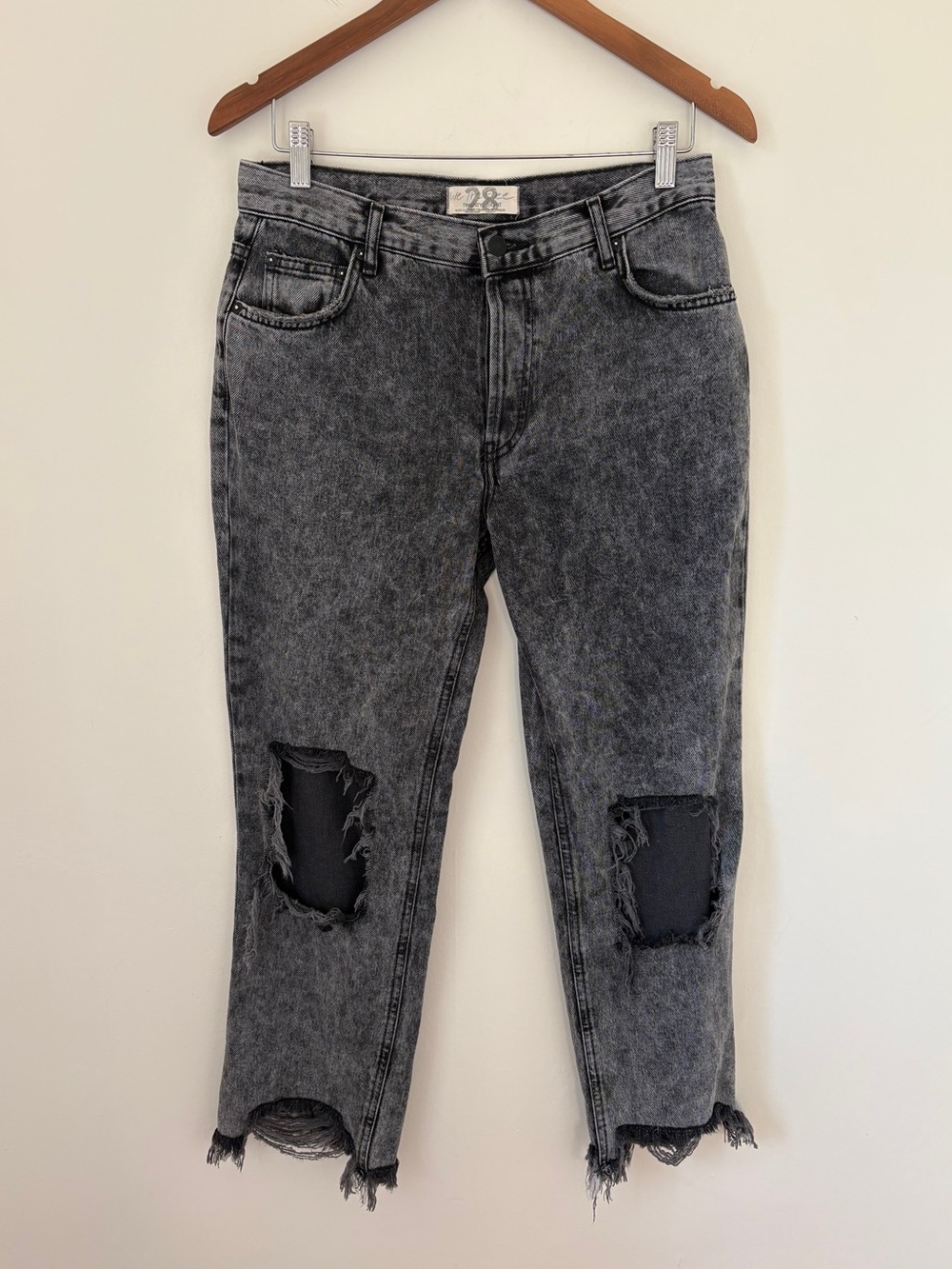 We The Free Distressed Straight-Leg Jeans in Charcoal Gray - Picture 9 of 9